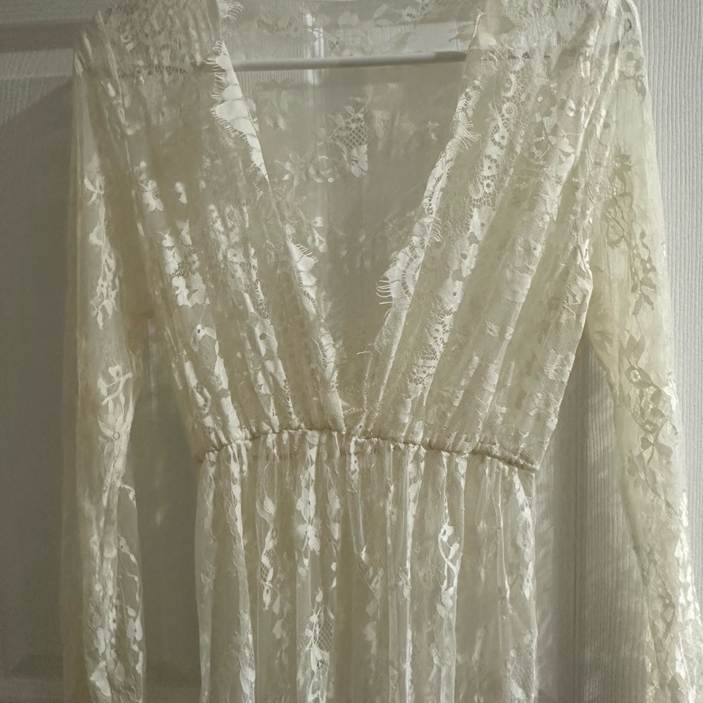 Pinkblush Cream maternity Lace Dress